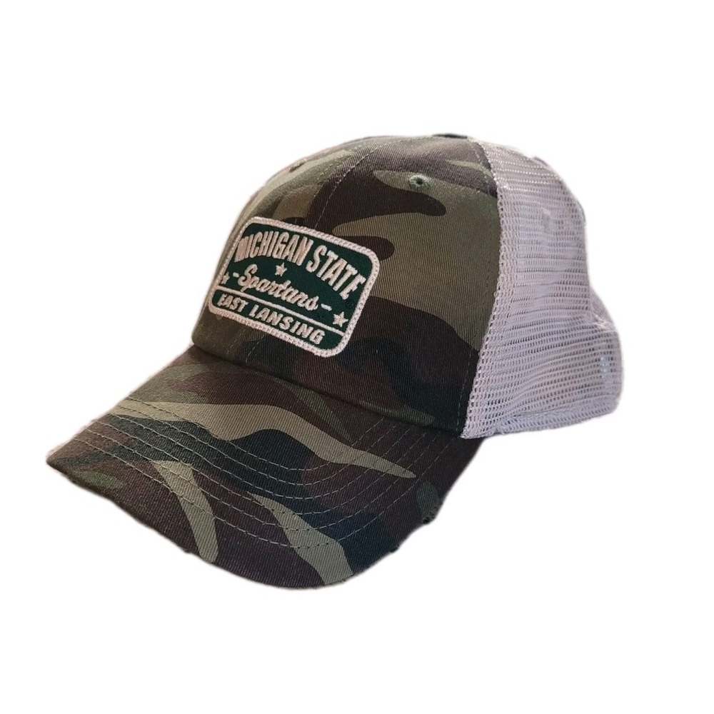 Michigan State Spartans East Lansing MSU Camo Mesh Trucker Snapback Hat Cap OSFM
